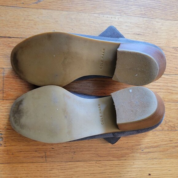 Cole Haan 7.5 B Gray Leather Slip On Heeled Booties Shoes USA Western Yellowston - Picture 2 of 7